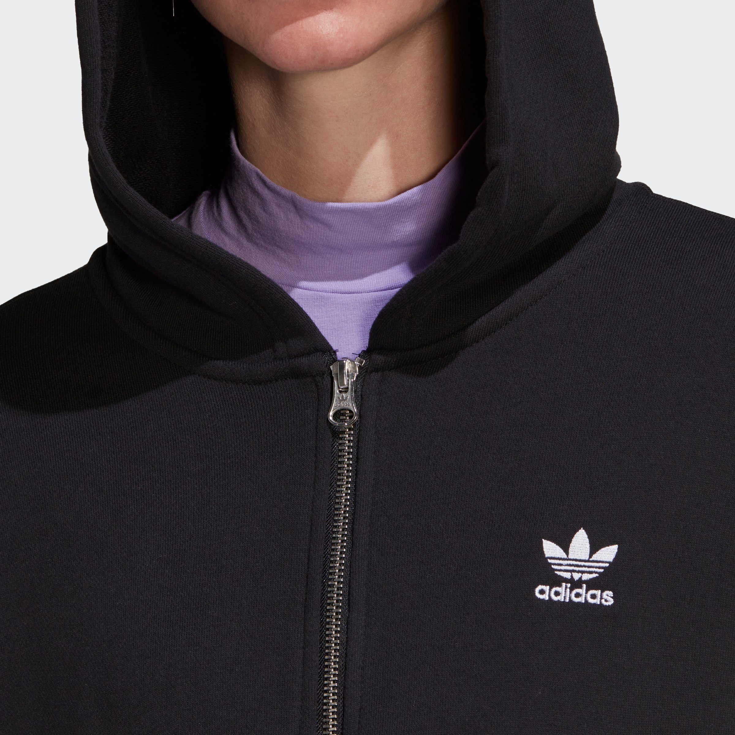 Kapuzensweatjacke FULL-ZIP RELAXED ADICOLOR Originals adidas CLASSICS (1-tlg) KAPUZENJACKE BLACK