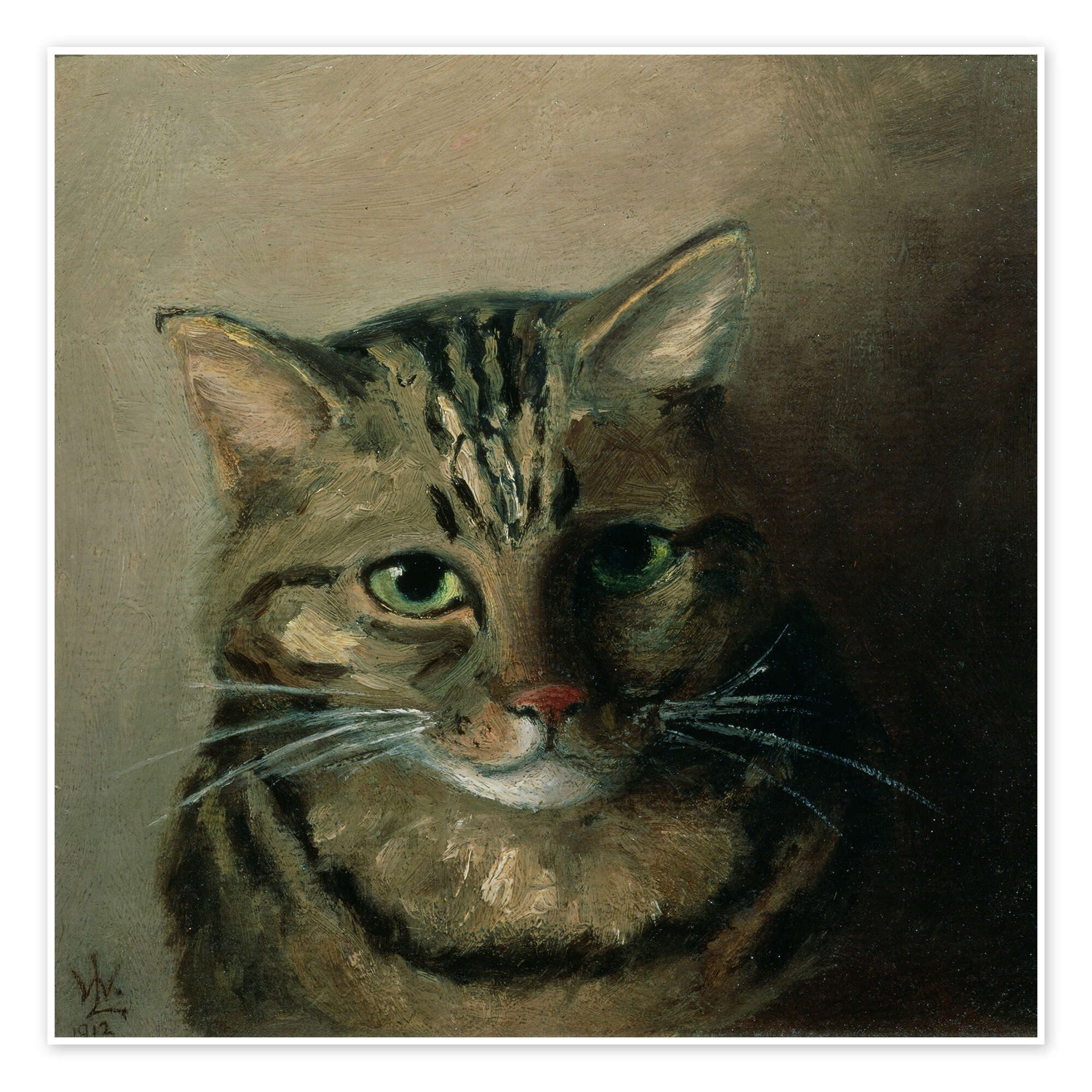 Posterlounge Wandbild Eine Kopfstudie einer getigerten Katze, Louis Wain, erhältlich als Poster, Leinwandbild, Wandsticker oder Acrylglasbild