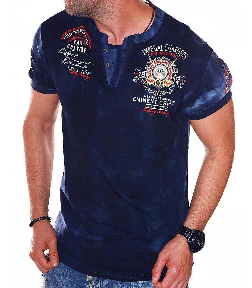 Freizeit Kurzarm Navy Shirt V-Kragen Sommer Jaylvis T-Shirt (2330)