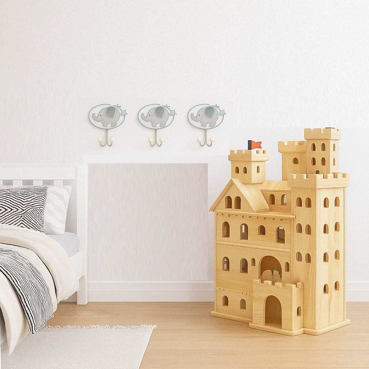 goki Garderobenpaneel Garderobe Elefanten 3er Set (spar set, 3 St., packung), Praktische Ordnungshilfe mit kindgerechtem Design