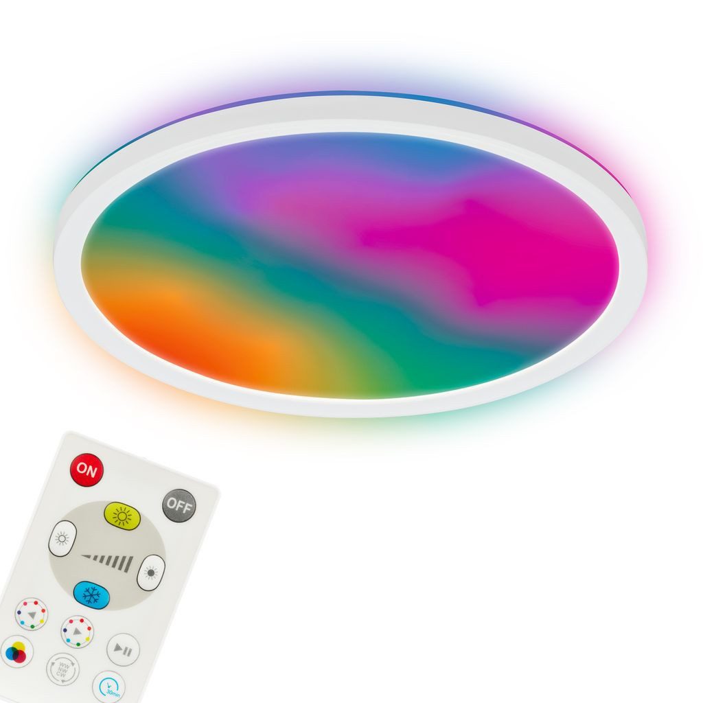 Briloner Leuchten LED Deckenleuchte LED Deckenlampe Dimmbar Fernbedienung Indirektes Licht CCTIC RGBIC, LED fest integriert, 6500K - Kaltweiß, 4000K - Neutralweiß, 2700K - Extra-Warmweiß, 3000K - Warmweiß, CCT Farbtemperatursteuerung - Warmweiß / Neutralweiß / Kaltweiß, 5500-6500K - Tageslichtweiß, 29x3 cm, Schlafzimmer, Wohnzimmer, Kinderzimmer