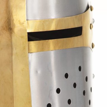 vidaXL Ritter-Kostüm Mittelalterlicher Kreuzritter-Helm Antik Replik LARP Silbern Stahl