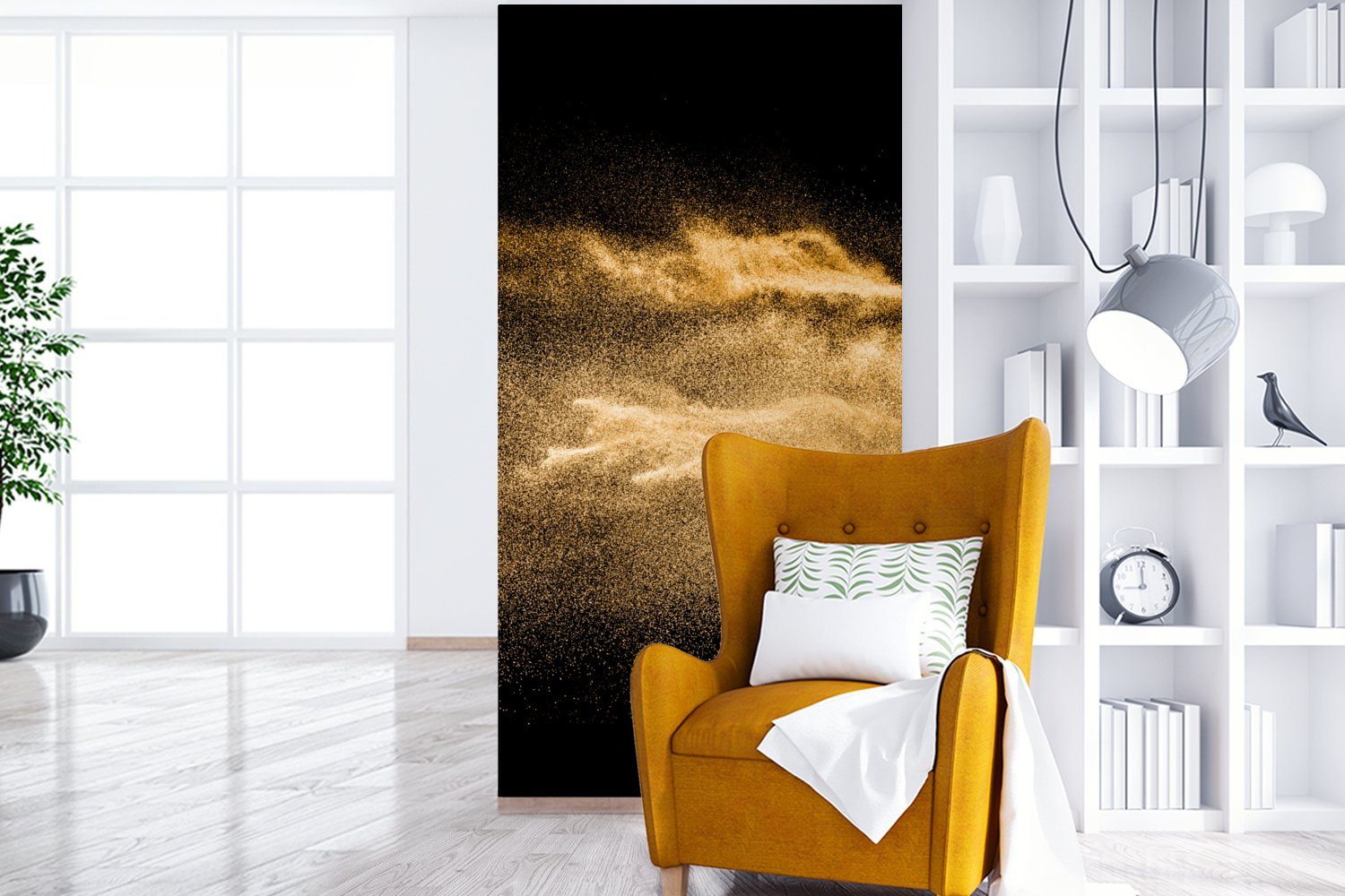 - für Küche, Fototapete - MuchoWow Vliestapete Kunst, Sand St), Matt, Schwarz Fototapete - Gold - Schlafzimmer bedruckt, Luxus Wohnzimmer (2