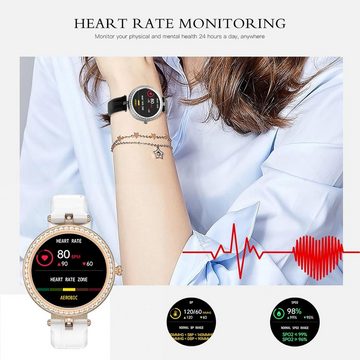 findtime Smartwatch (1,32 Zoll, Android, iOS), mitKristall Herzfrequenz Monitor Schlaf Tracker NachrichtSchrittzähler