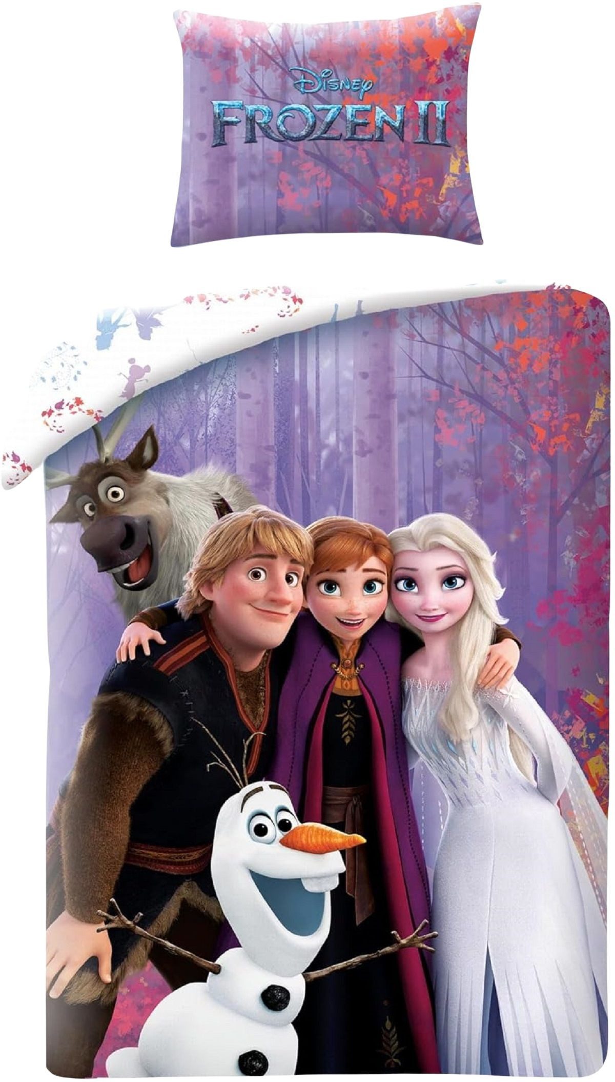 Disney Frozen Bettwäsche Set aus Baumwolle Deckenbezug 140 × 200 cm mit 70 × 90 cm Kissenbezug, Baumwolle, 2 teilig