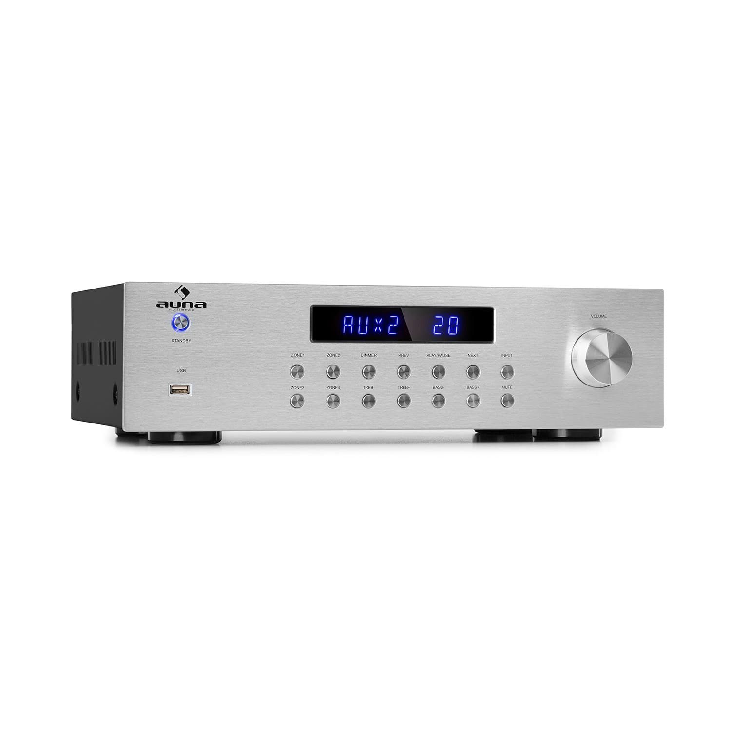 Auna AV2-CD850BT Audioverstärker (Anzahl Kanäle: 4-Kanal, 400 W) Silber