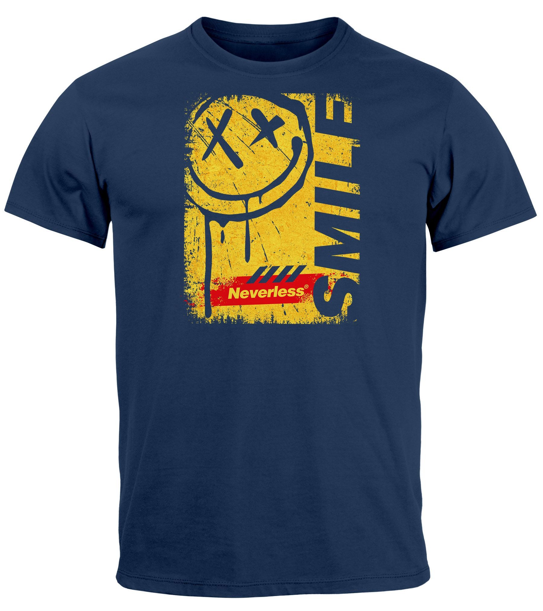Neverless Print-Shirt Herren T-Shirt Printshirt Smile günstig online kaufen