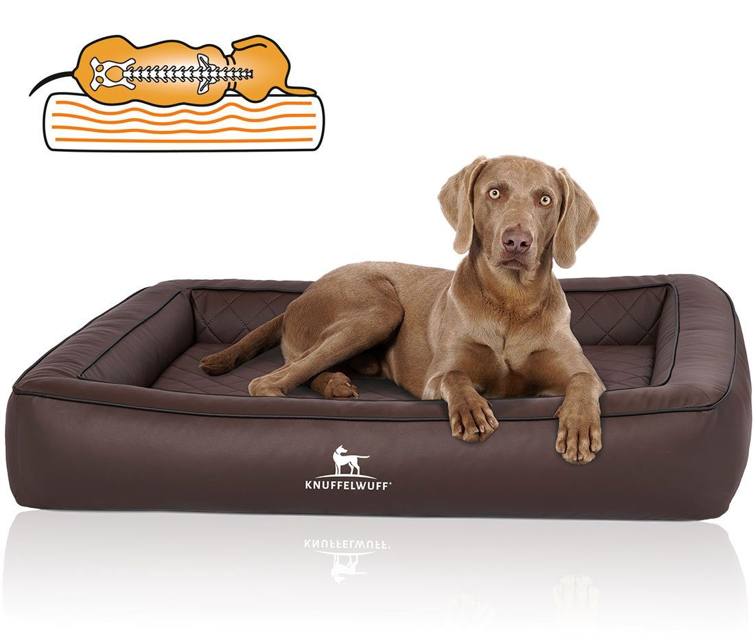 Knuffelwuff Hundebett Hampstead Orthopädisch Kunstleder 105 x 80cm Braun günstig online kaufen