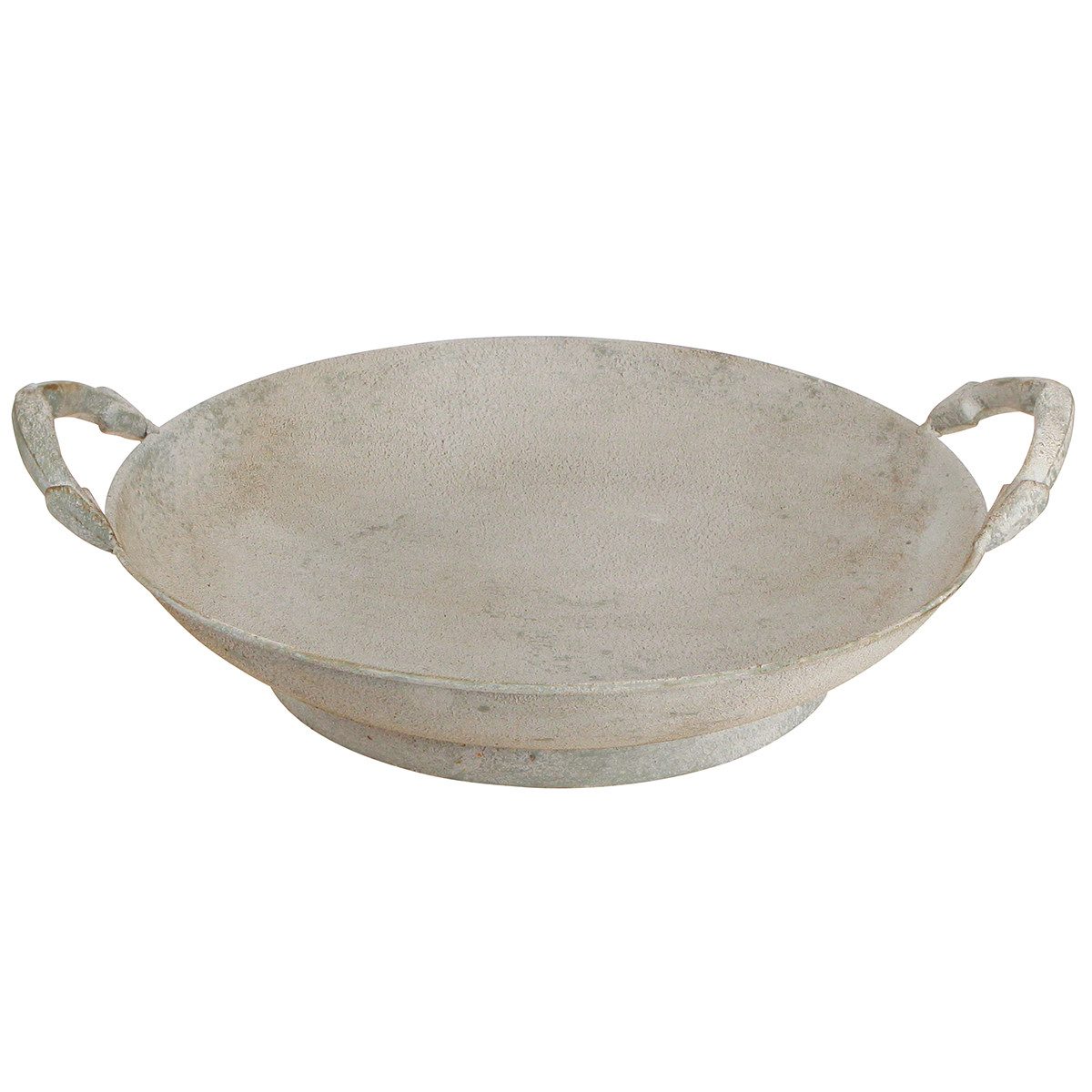Übertopf Vintage Deko Schale Shabby Chic Grau Metall mit Griffen, Rund Ø31cm -