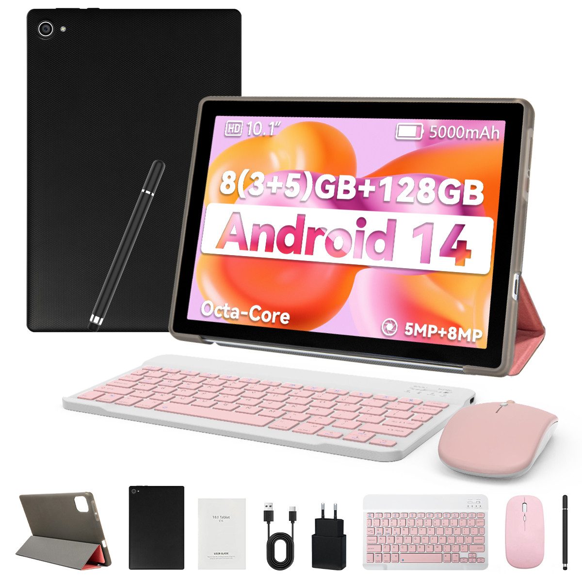 10,1" Tablet 8(3+5)GB+64GB Expand1TB mit Maus, Tastatur und Stylus Tablet