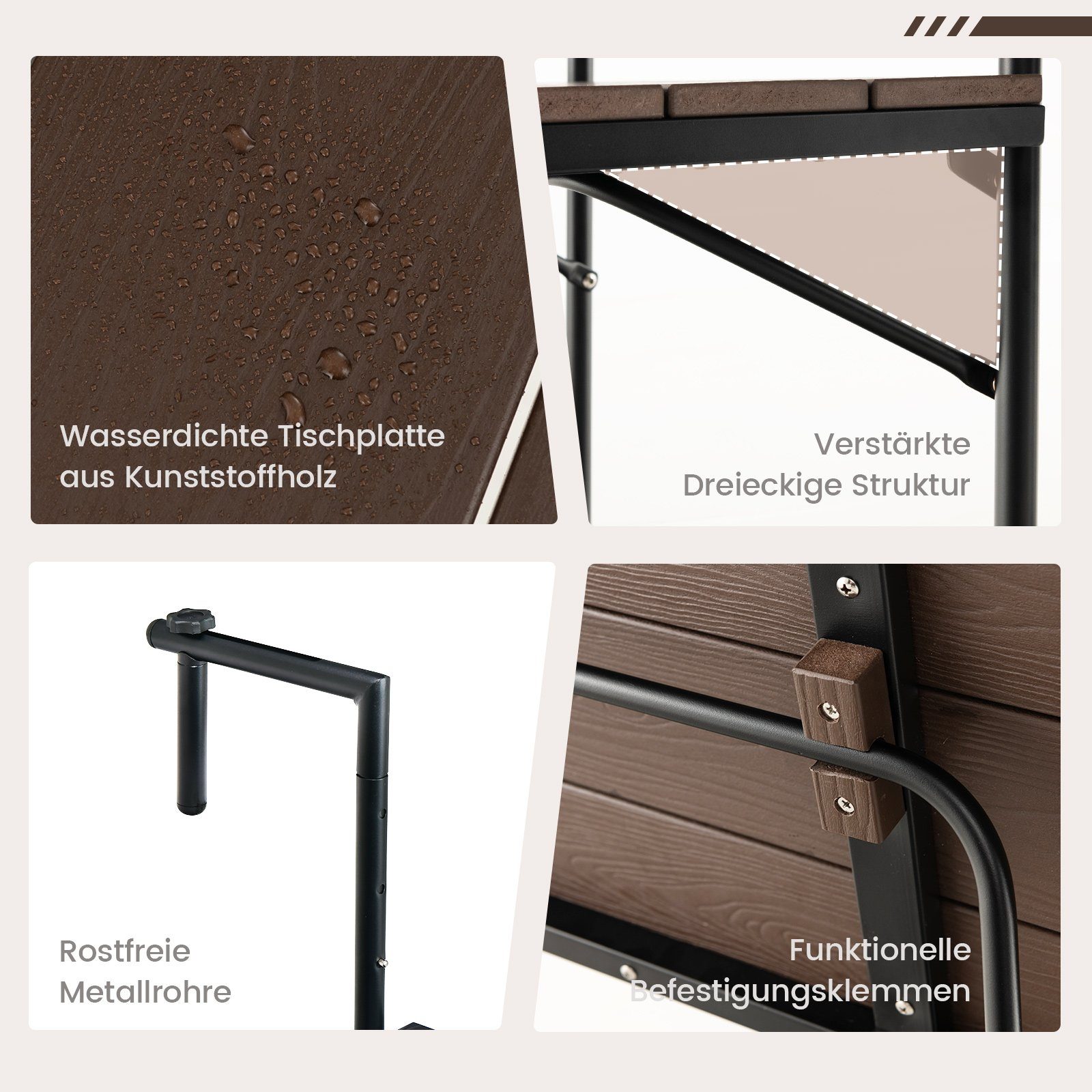 COSTWAY Balkonhängetisch Balkontisch, 3-stufig verstellbar günstig online kaufen