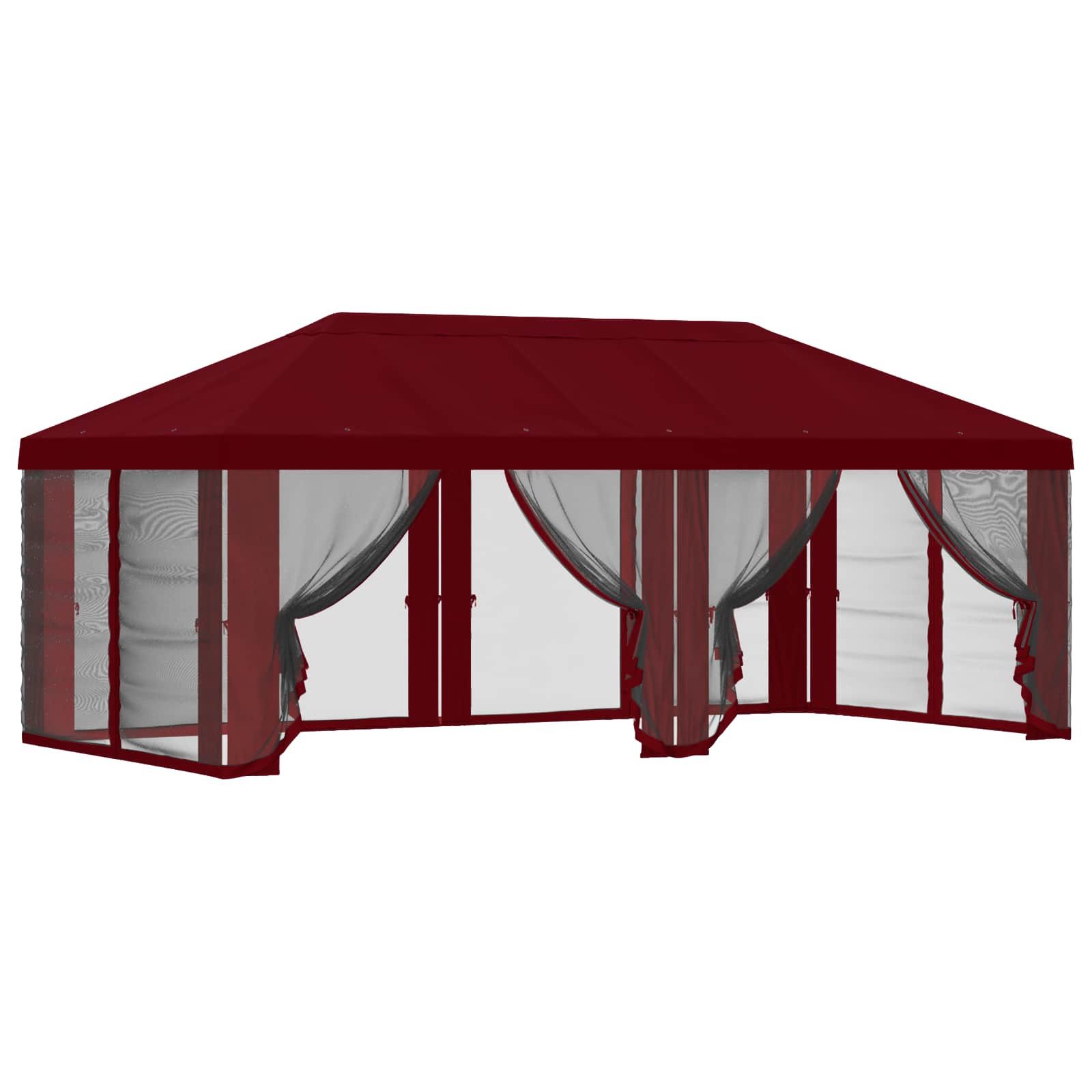 vidaXL Pavillon 600,5 x 300,5 cm Pavillon Dach mit Seitenwänden Bordeauxrot 600,5x300
