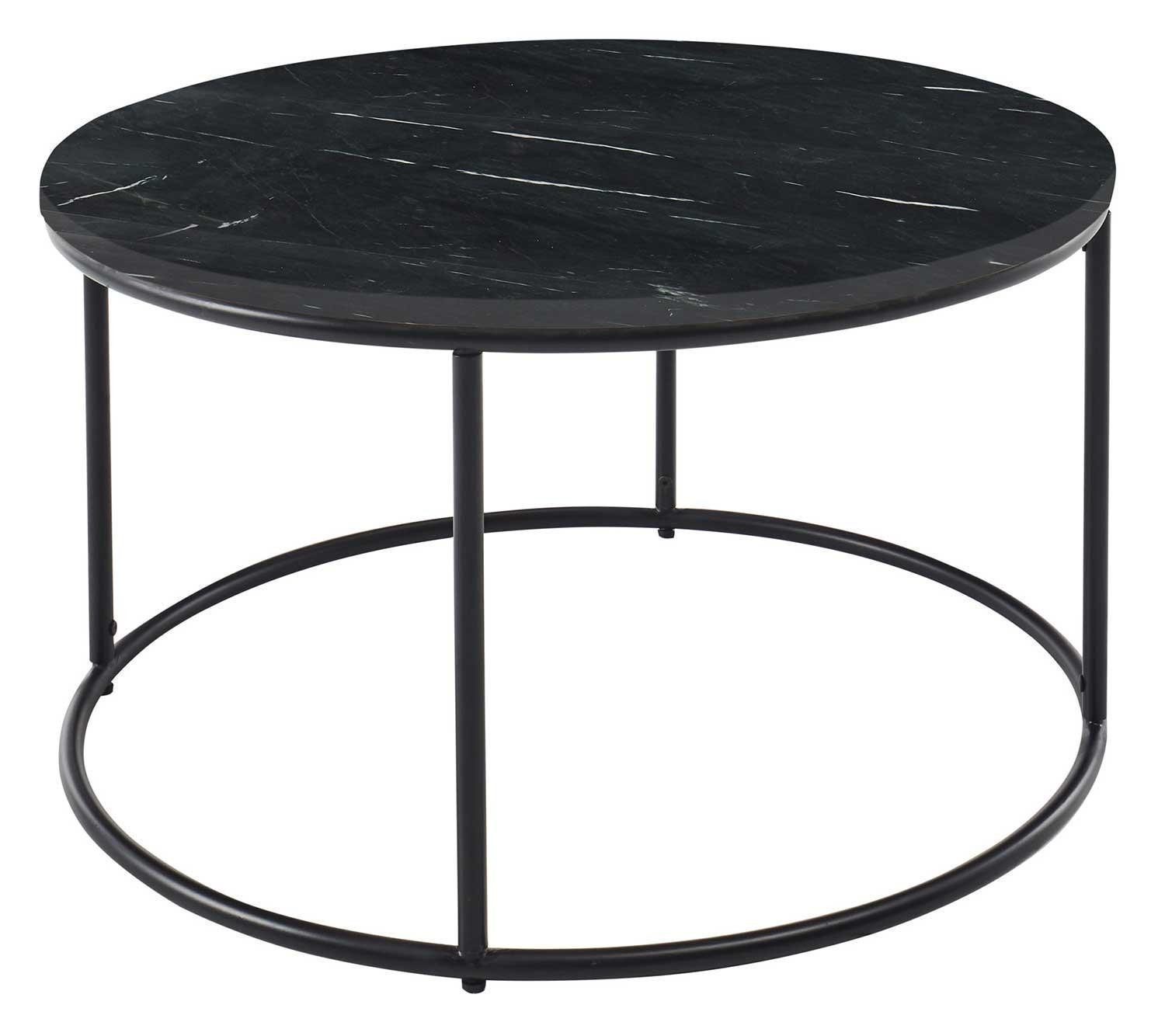Stolkom Sp.z.o.o. Couchtisch BELFORT, Schwarz, Marmor, Metall, Ablagefläche, Ø 80 x H 46 cm
