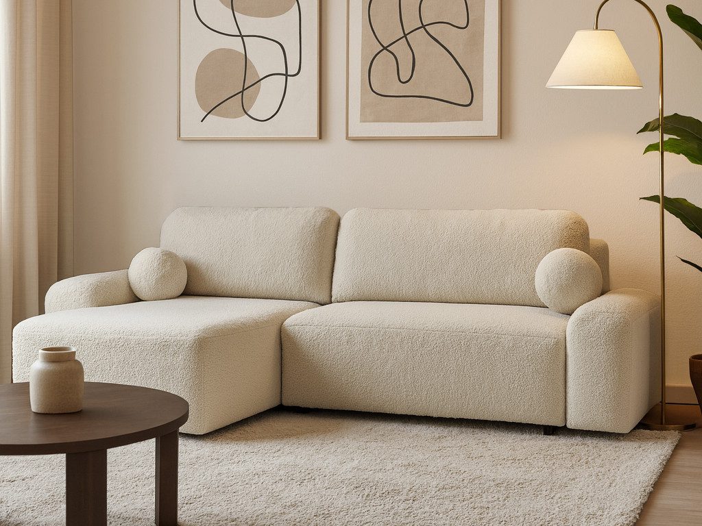 Beautysofa Ecksofa Noel mit universelle Ottomane, mit Bettfunktion und Bettkasten