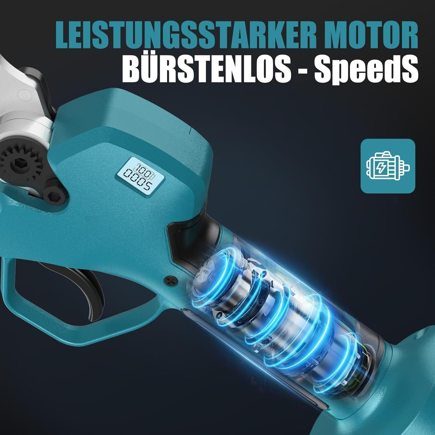 Rinoxar Akku-Astschere 2 in 1 Akku Astschere Teleskop,Elektrische Gartenschere Professionelle, bis 4 m Arbeitshöhe, 2x2000mAh Batterien, mit 2M Teleskopstange, für Garten Äste Obstgärten