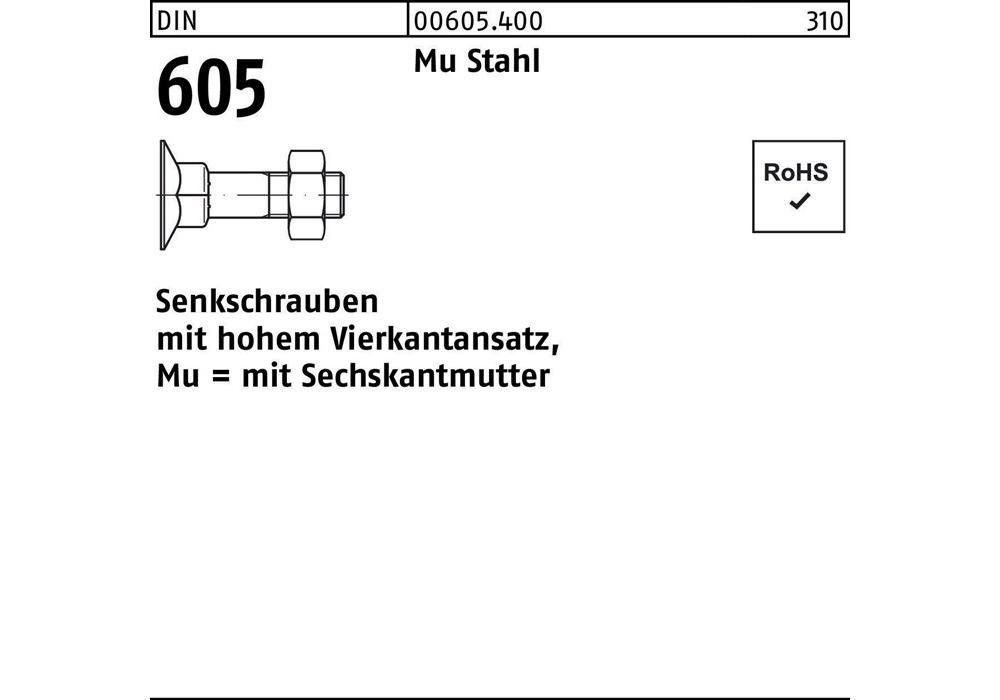 Senkschraube Senkschraube DIN 605 4.6 Mu Stahl 8 55 x m.4-kantansatz/6-kantmutter M