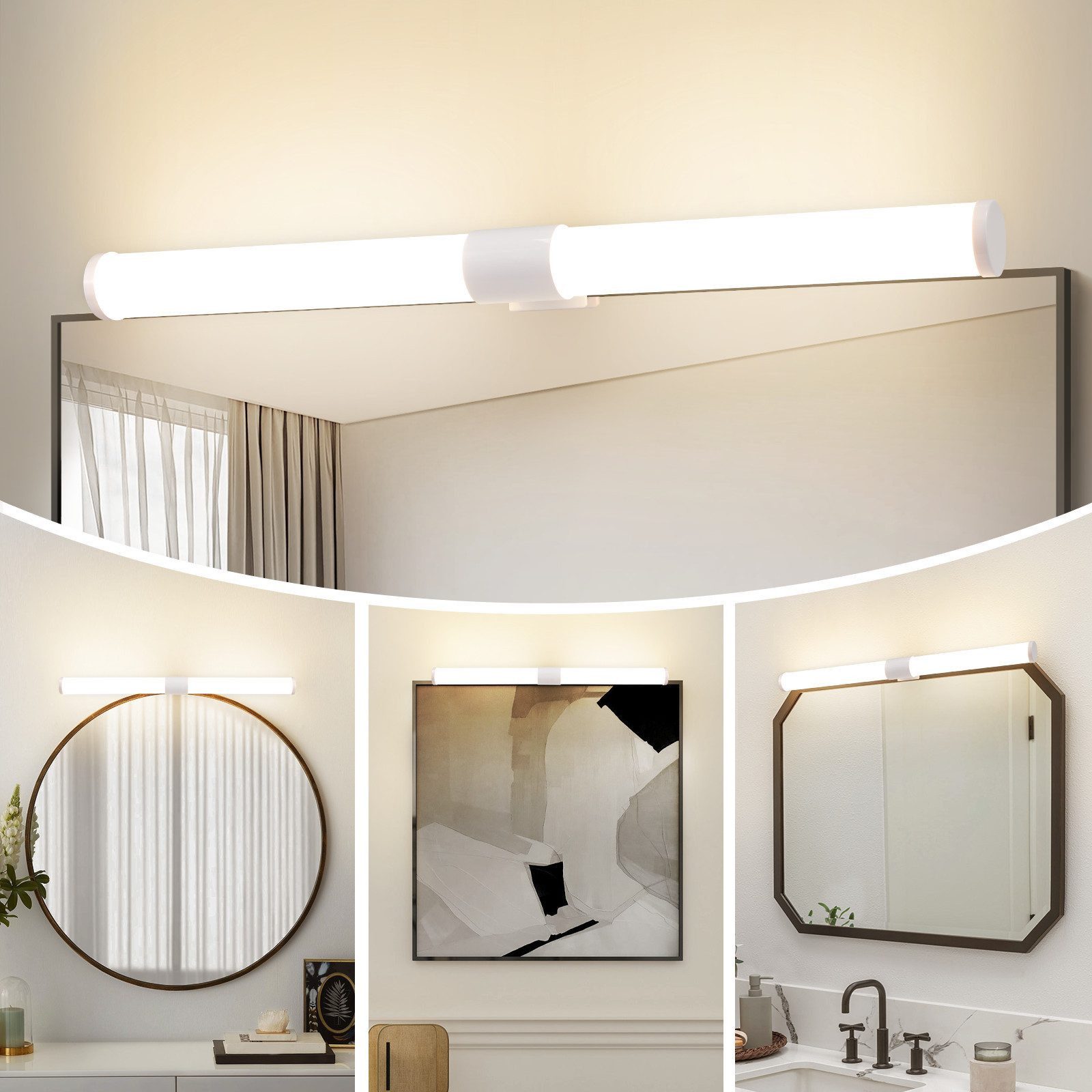 Nettlife LED Spiegelleuchte LED Spiegelleuchte Klemmbar 40/60CM, Neutralweiß, lampe für schrank Keller Küche