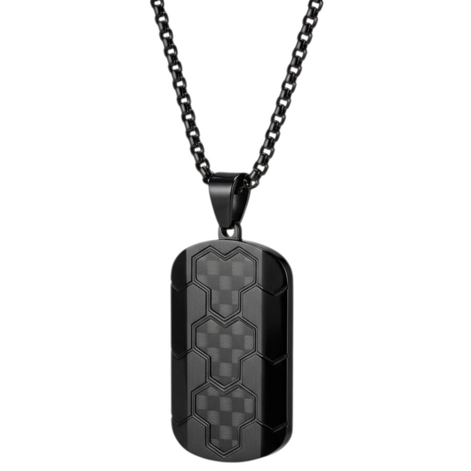 Kette mit Anhänger Halskette Silber od. Schwarz Herren Edelstahl 60 cm