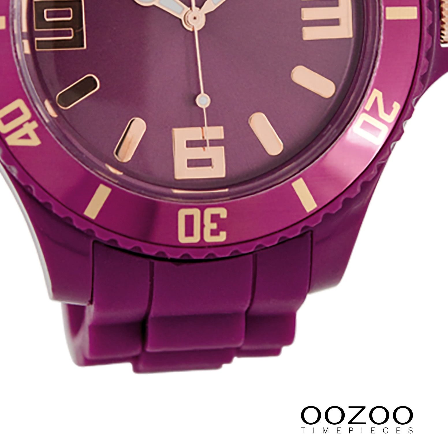 OOZOO Quarzuhr Oozoo Unisex Armbanduhr Vintage Series, (Analoguhr), Damen, Herrenuhr rund, groß (ca. 48mm) Silikonarmband aubergine, lila