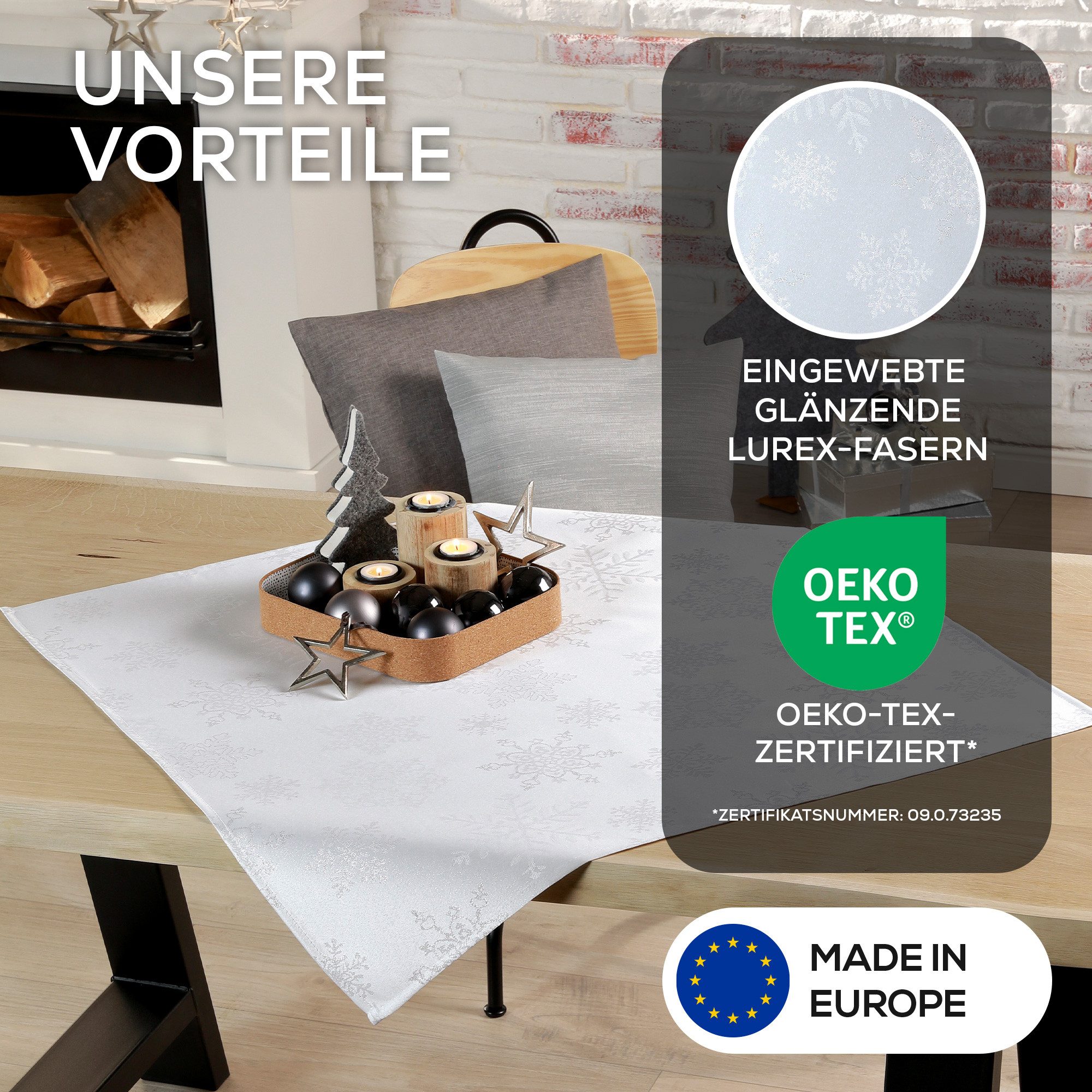 Beautex Tischdecke Lurex Tischdecke Weihnachten, Silber Gold glänzend, Weihnachtstisch (1-tlg) – Bild 4 von 5