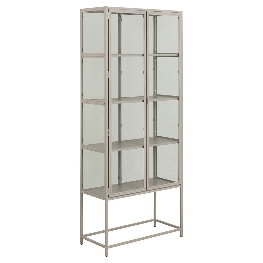 ebuy24 Vitrine Seaford Vitrinenschrank 2 Glastüren grau.