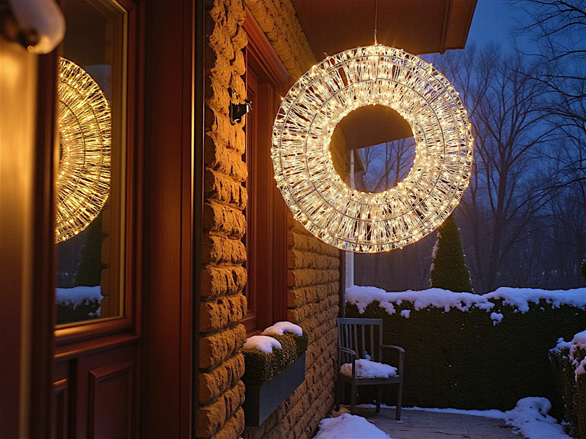 Arnusa LED Dekolicht Leuchtkranz 800 LED 50cm Lichterkranz Weihnachtsbeleuchtung mit Timer, Ein- Aus, LED fest integriert, warmweiß, Kranz für Innen und Außen mit 3 Meter Kabel Weihnachtskranz