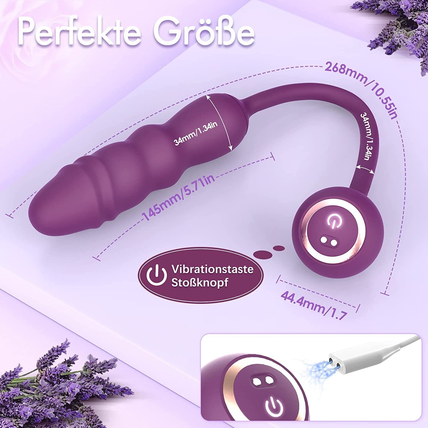 Klitoris G-Punkt-Vibrator mit Nippel Stimulator, Analvibrator 9 und autolock Starken Vibrationsmodi 10 Stoßfunktion lila Vibrator Bullet