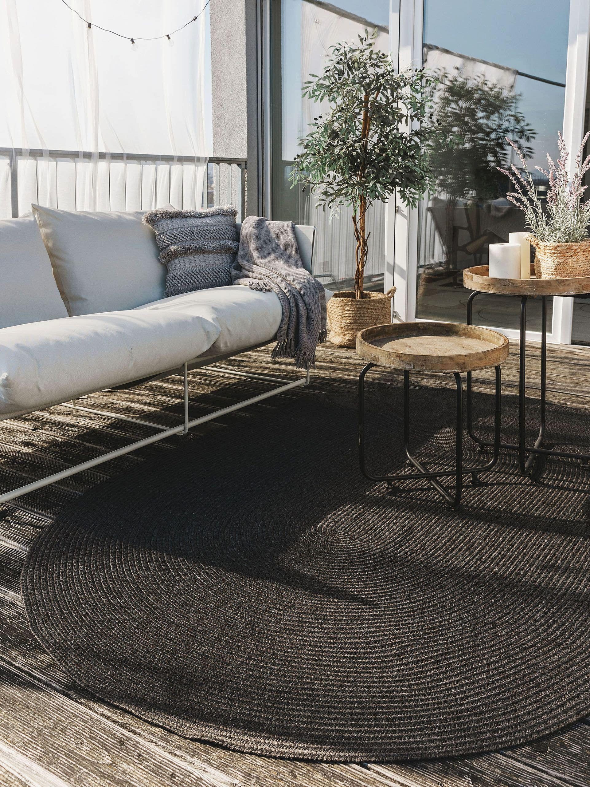 benuta Outdoorteppich Nandi, oval, Höhe: 5 mm, In- & Outdoorteppich, Robust für Garten, Terrasse, Balkon, Küche