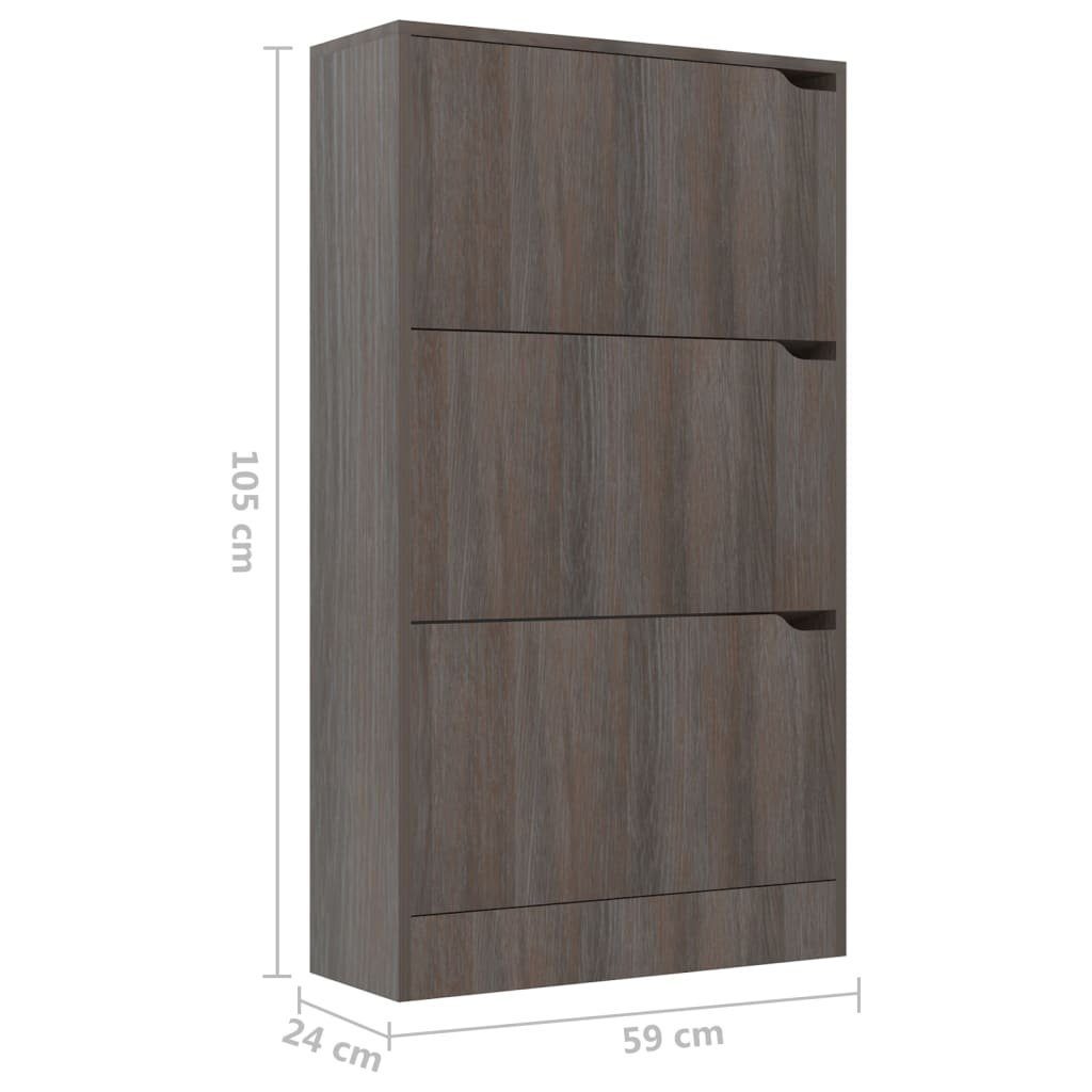 furnicato Schuhschrank mit 3 Sonoma-Eiche Türen Grau 59x24x105cm
