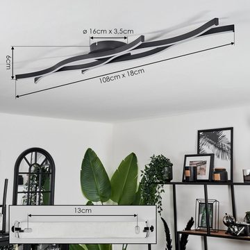 hofstein Deckenleuchte moderne Deckenlampe aus Metall/Kunststoff in Schwarz/Weiß, LED fest integriert, 3000 Kelvin, im modernen Wellen-Design, Länge 108 cm, LED 35 Watt, 3610 Lumen