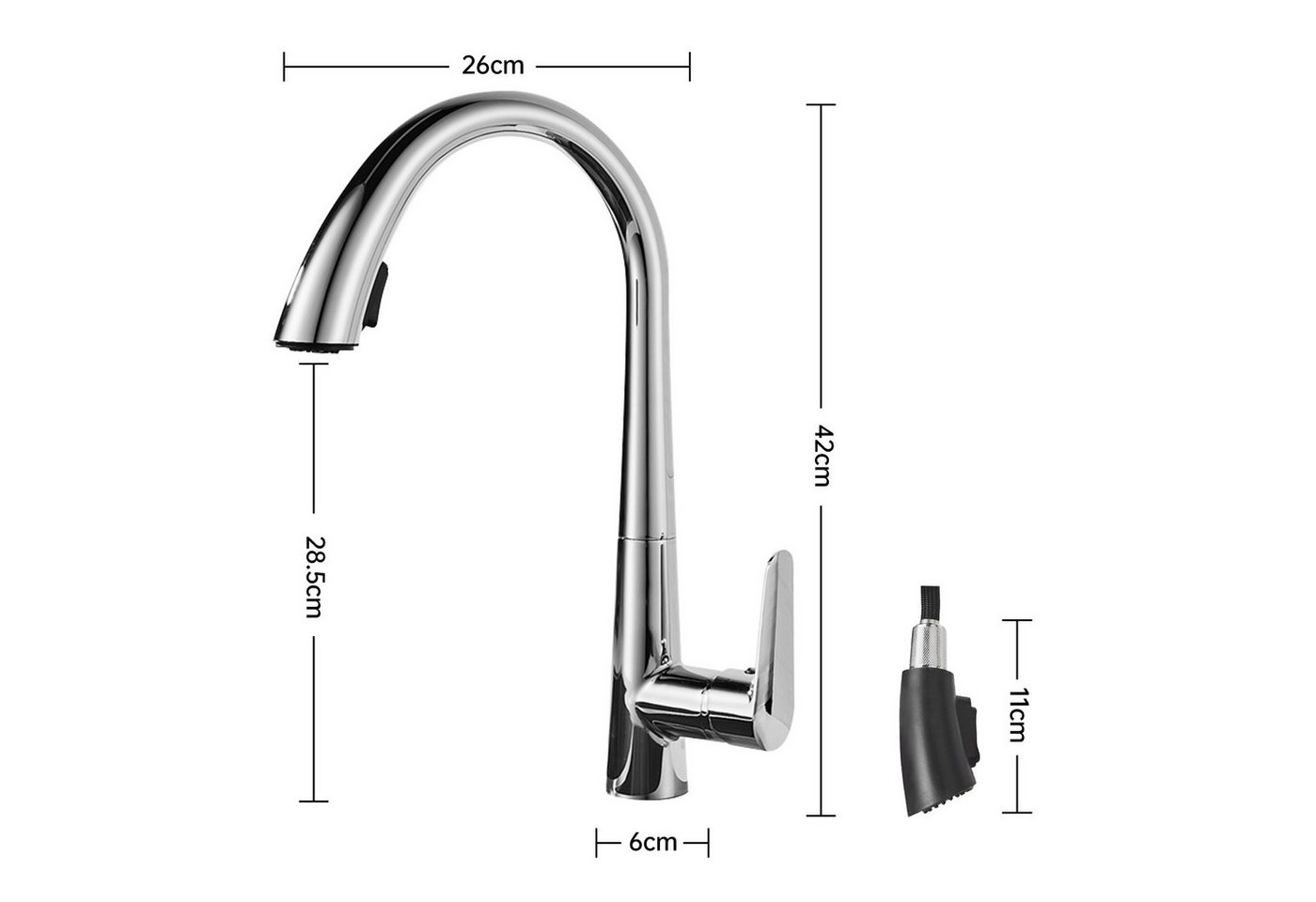 Thumbnail - DAKYAM Spültischarmatur Wasserhahn Küche Bad Küchenarmatur Spültischarmatur ausziehbar mit Ausziehbrause