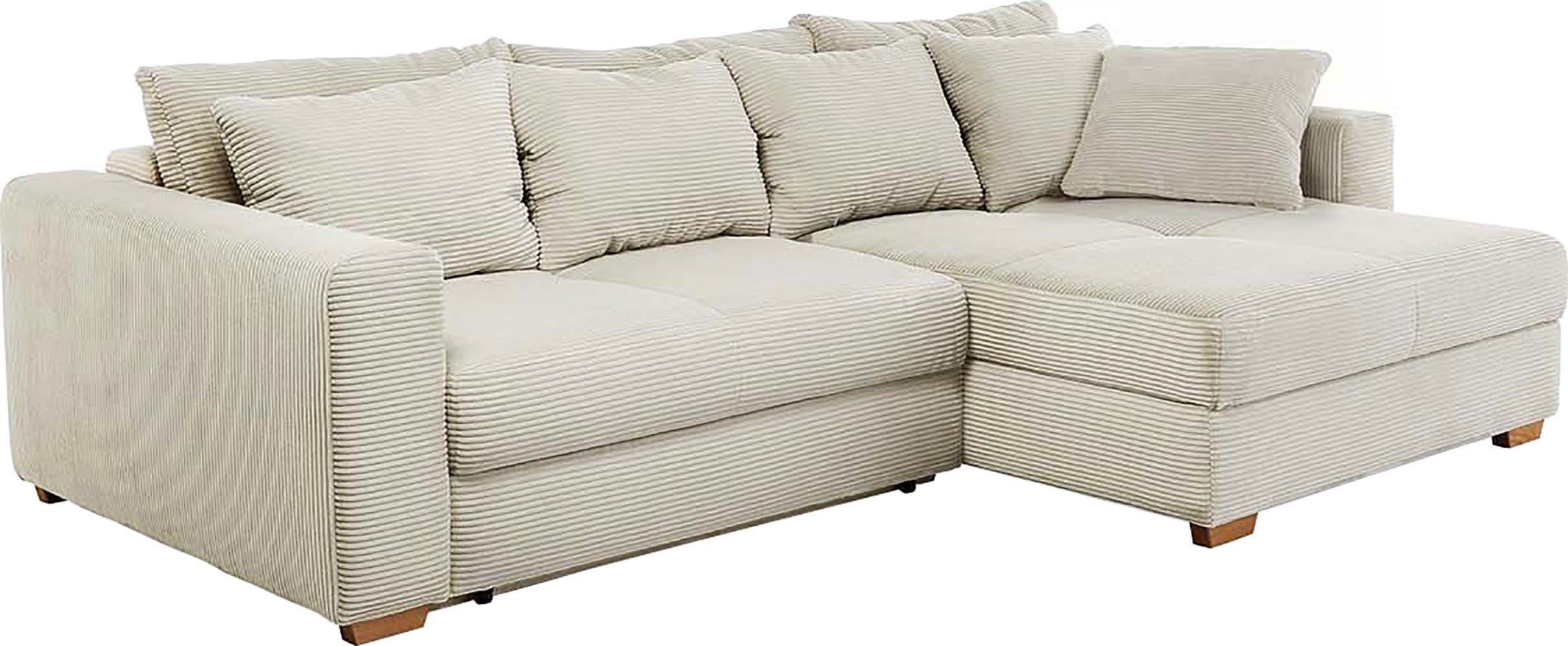 Jockenhöfer Gruppe Ecksofa Kampen L-Form, B: 288 cm, mit Bettfunktion, Bettkasten & Zierkissen, Federkern