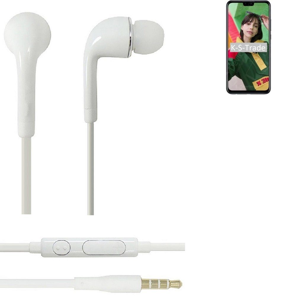 Huawei für Mikrofon K-S-Trade In-Ear-Kopfhörer u Y8s weiß 3,5mm) mit Headset Lautstärkeregler (Kopfhörer