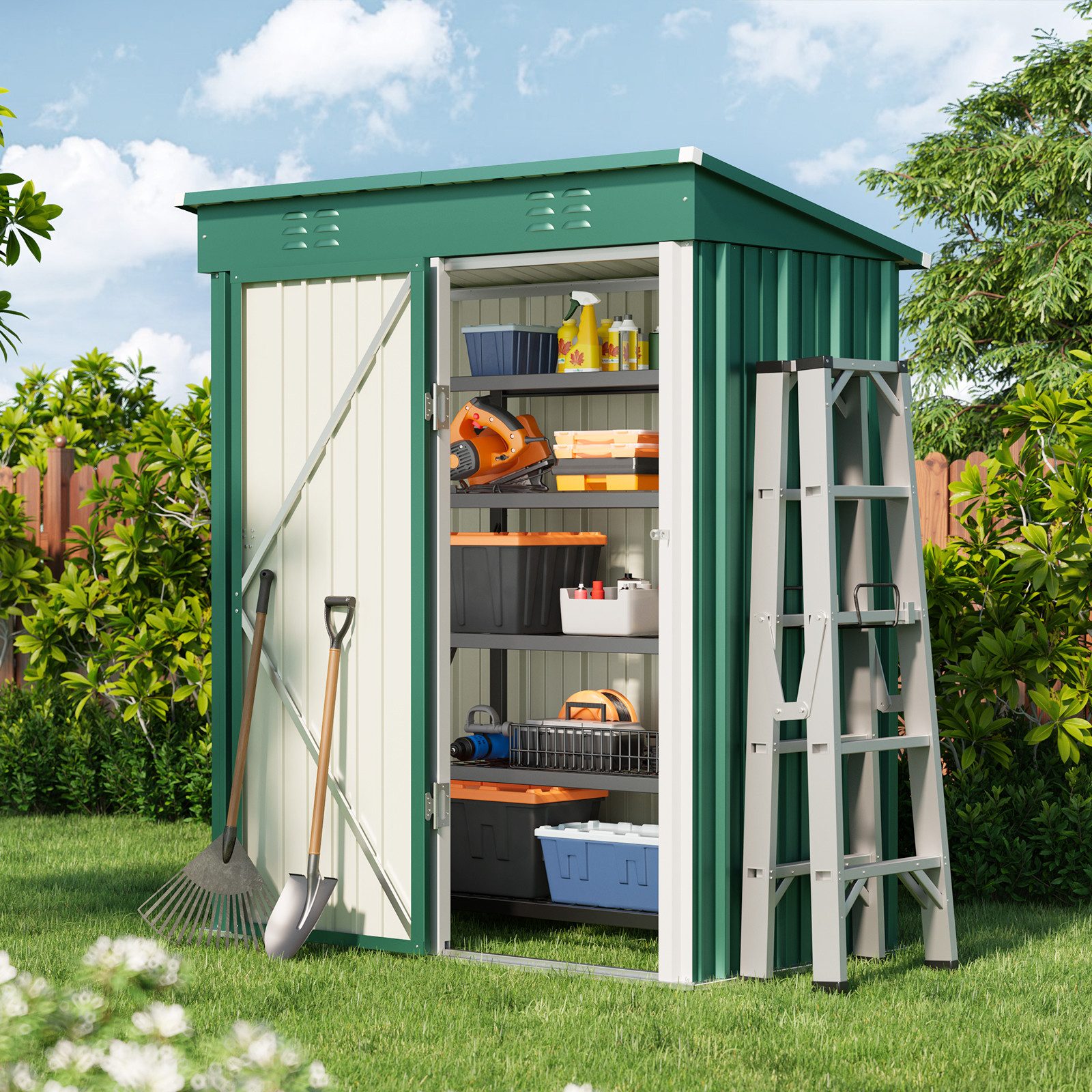 Bealife Gartenhaus Robuster Metall-Gartengeräteschuppen 180 x 162 x 95 cm, robust und wasserdicht