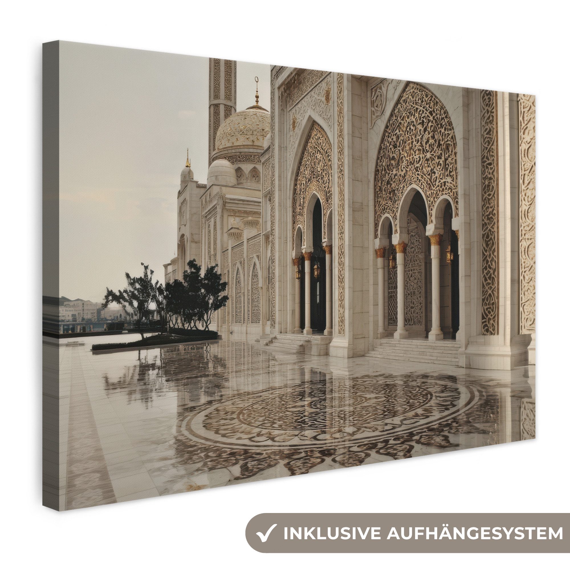 OneMillionCanvasses® Leinwandbild Details in Gold - Marmor - Islamisch, Fotodruck (1 St), Leinwand Bilder Klein, Wand Dekoration Aesthetic 30x20 cm