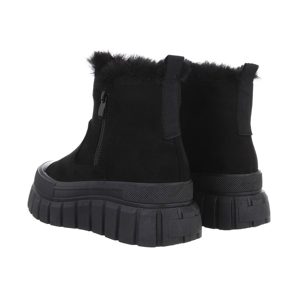 Ital-Design Damen Freizeit Plateaustiefelette (84160620) Flach Plateaustiefeletten in Schwarz