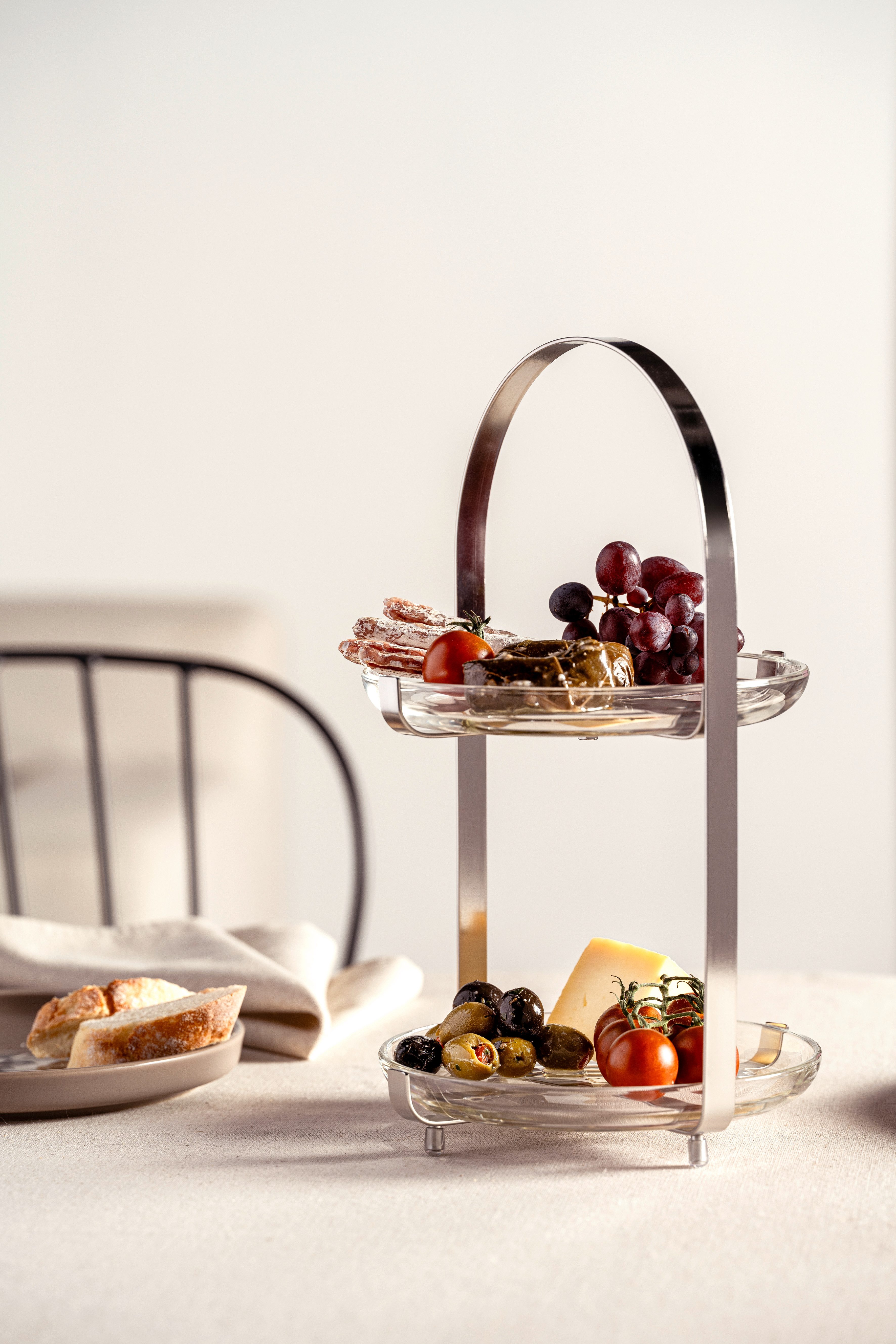 LEONARDO Etagere CUCINA, 2 stufig - Höhe 32 cm, Glas, Metall, Servieretagere mehrstöckig, zum Servieren und Präsentieren