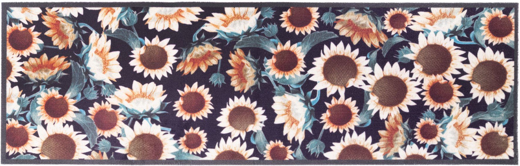 Küchenläufer SUNFLOWER, Primaflor-Ideen in Textil, rechteckig, Höhe: 5 mm, Motiv Sonnenblumen, rutschhemmend, waschbar, Küche | Kurzflor-Läufer