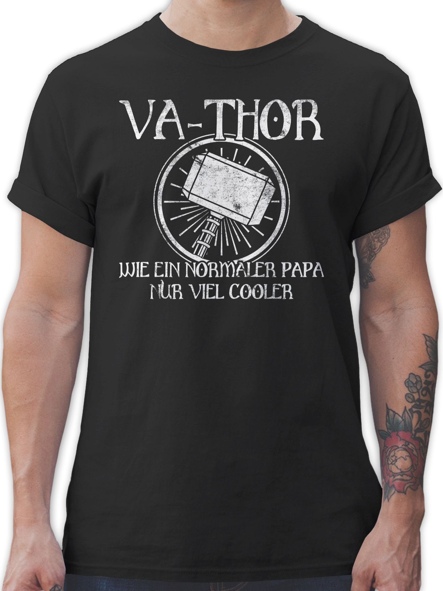 Shirtracer T-Shirt Vathor wie ein normaler Papa nur viel cooler Vatertag Geschenk für Papa 01 Schwarz