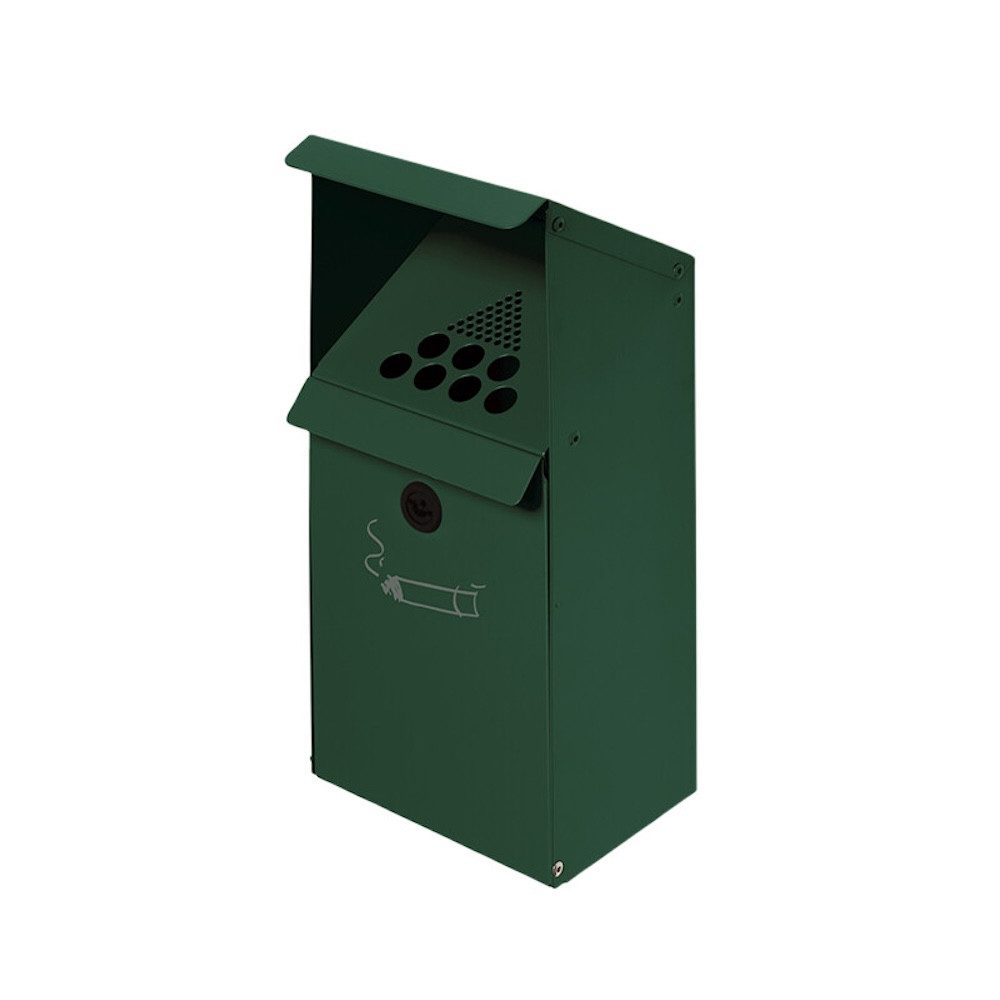 PROREGAL® Aschenbecher Großvolumiger Wandascher Schutzdach 3,7L 41x18x15cm Grün