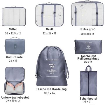 zggzerg Taschenorganizer Koffer Organizer, 8 Teilige Wasserdichte Packing Cubes Kleidertaschen