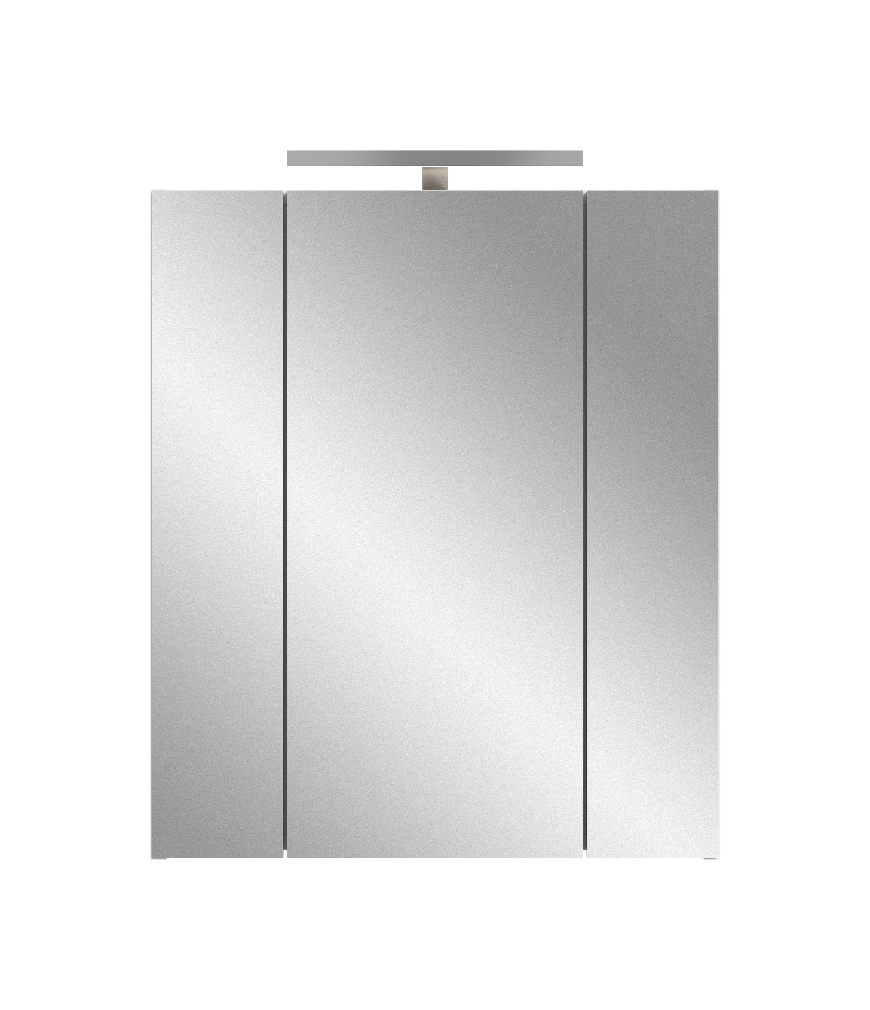 furnling Badezimmerspiegelschrank Ivy (1-St) 3 Türen, 9 Fächer, mit LED-Beleuchtung, Breite 60 cm, weiß