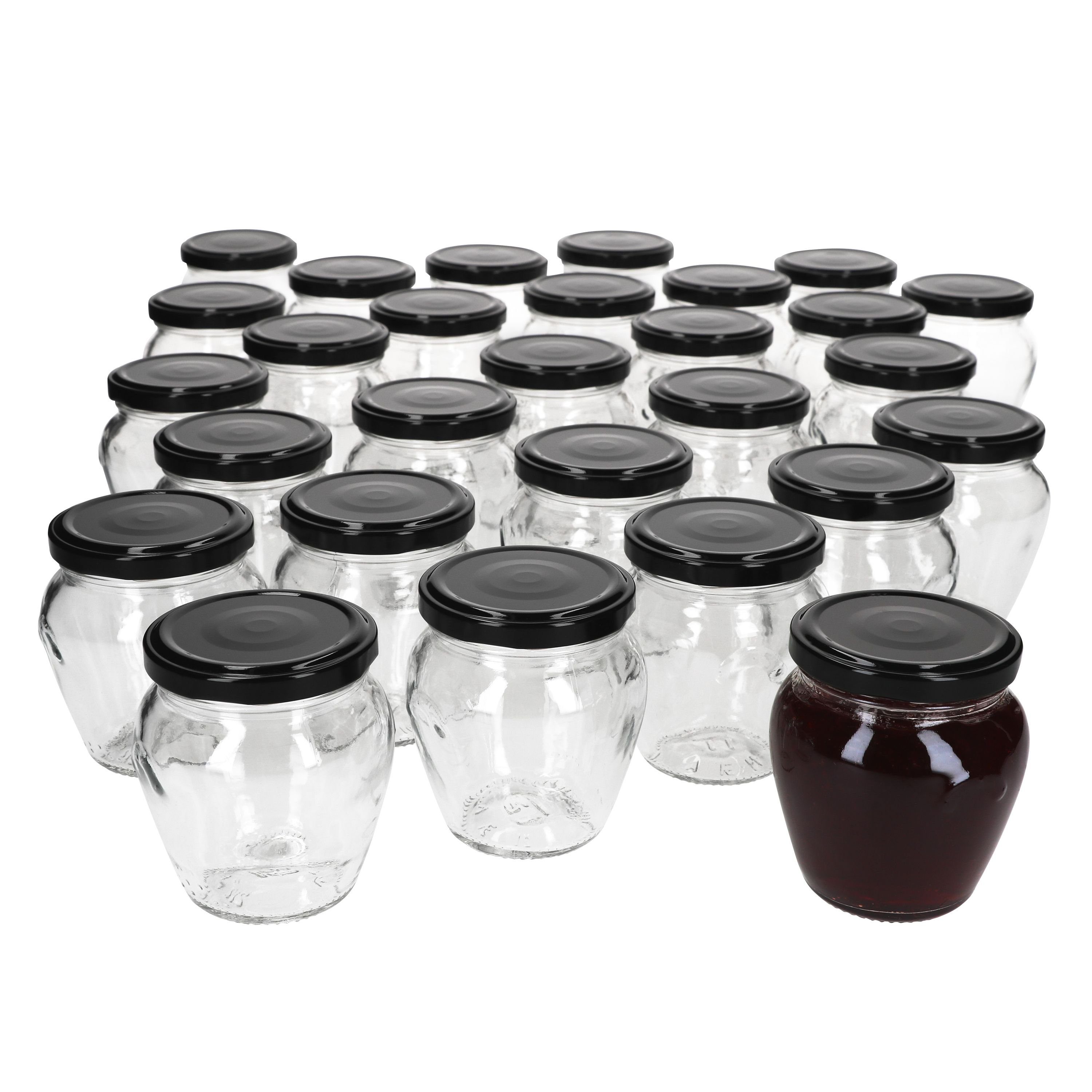 MamboCat Vorratsglas 75er Set Marmeladenglas Vaso Orcio 212ml + To63 Deckel Schwarz, Glas