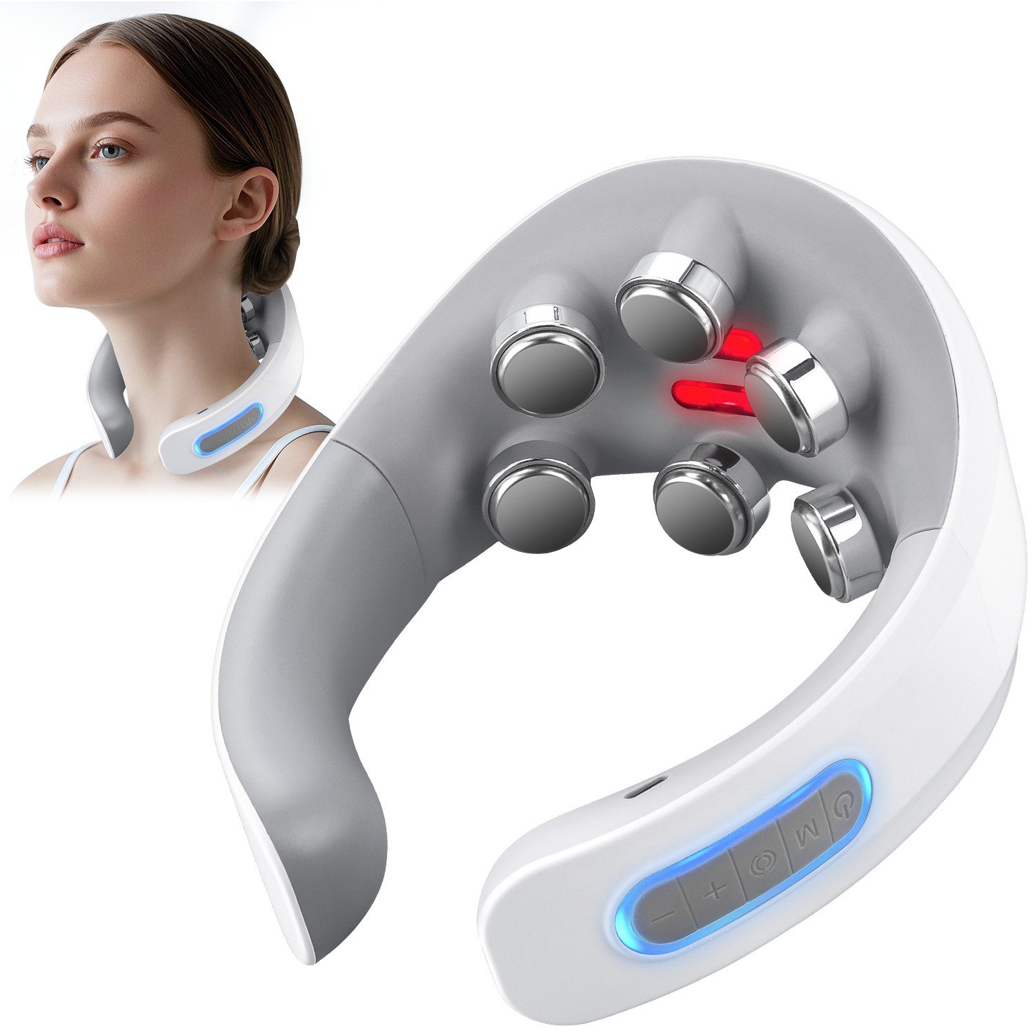 Nacken-Massagegerät EMS Nacken-Massagegerät mit Wärme, 5 Modi, 5 Intensitätsstufen