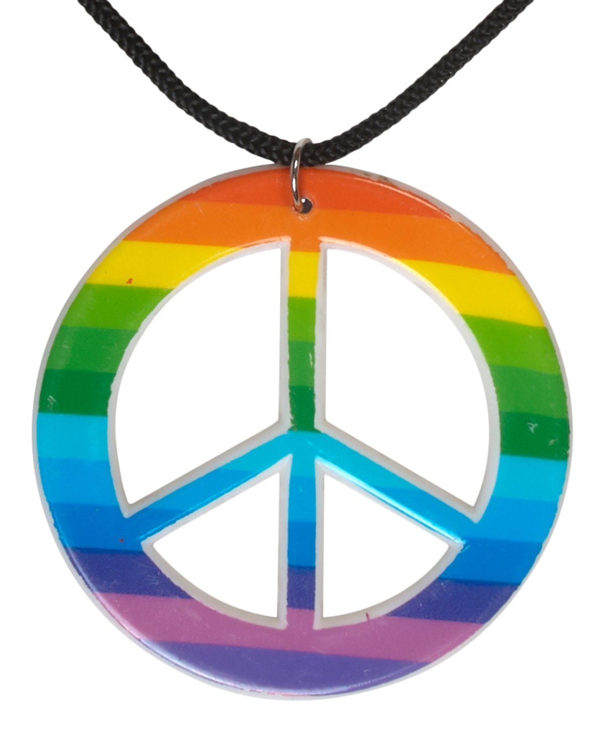 Das Kostümland Kostüm Regenbogen Peace Halskette zum Hippie Kostüm, Mul