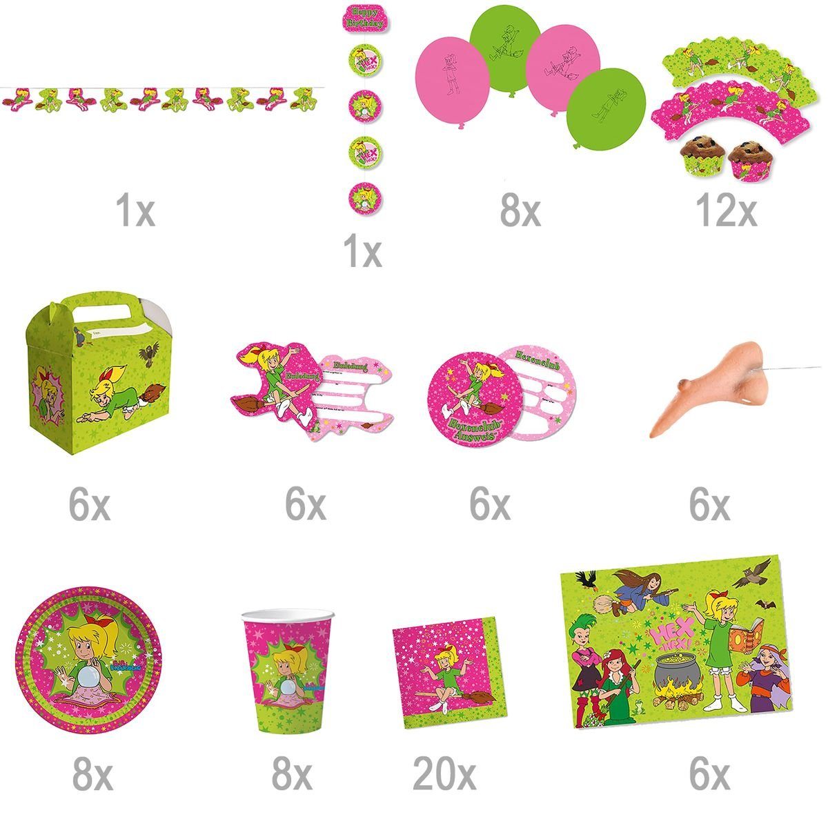 dh konzept Papierdekoration Bibi Blocksberg XXL Partyset für Kindergeburtstag