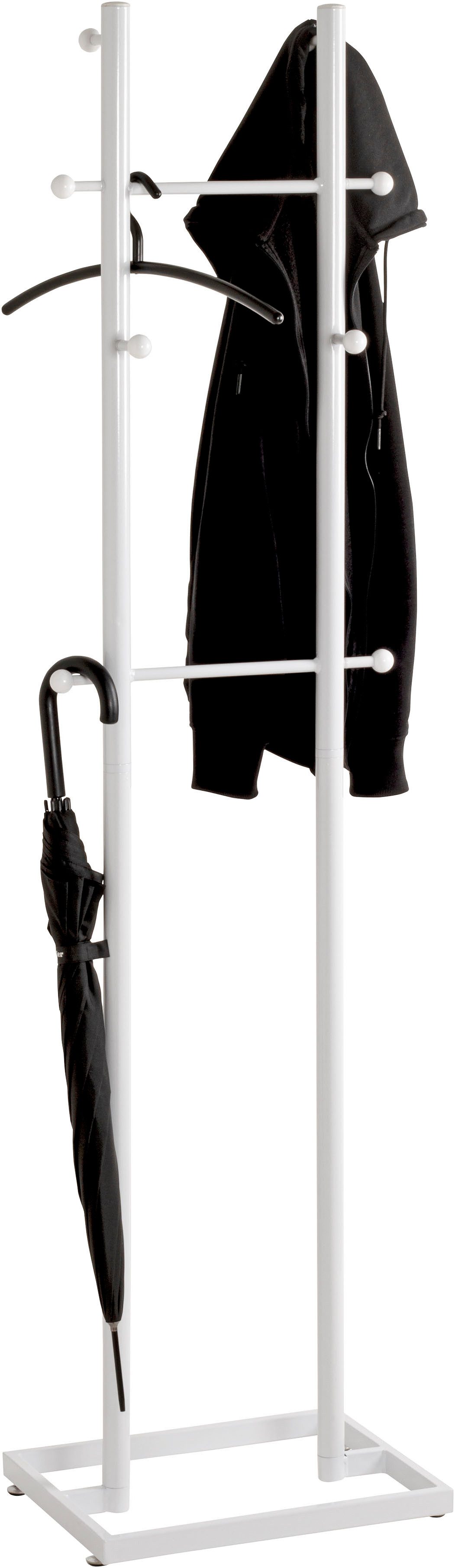 HAKU Garderobenständer Kleiderständer, Standgarderobe, freiform - aus Metall Weiß - B/T/H 45/34/175 cm