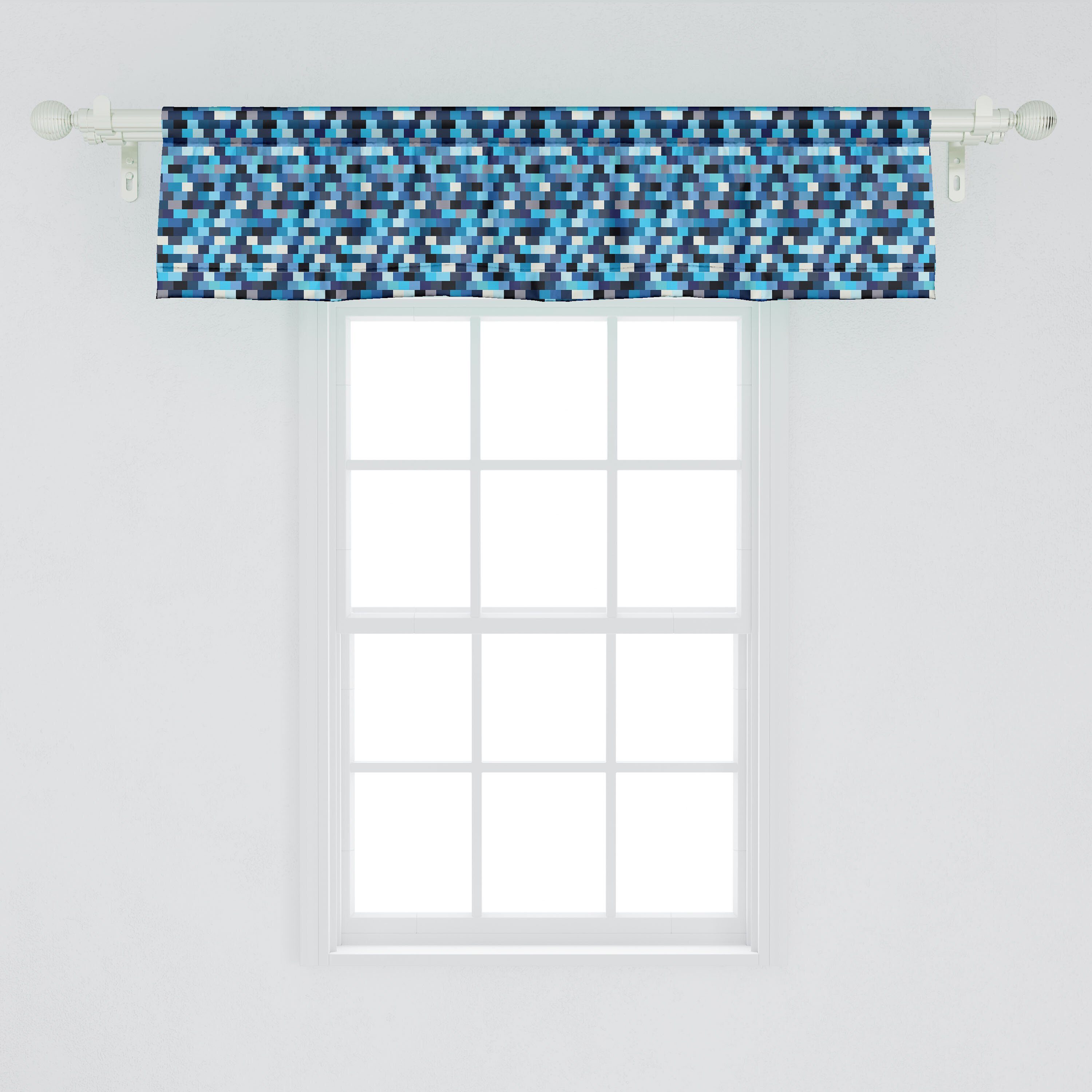 Vorhang Schlafzimmer Design Scheibengardine mit Abakuhaus, Stangentasche, Streifen Geometric Dekor Microfaser, Küche Blau für Volant