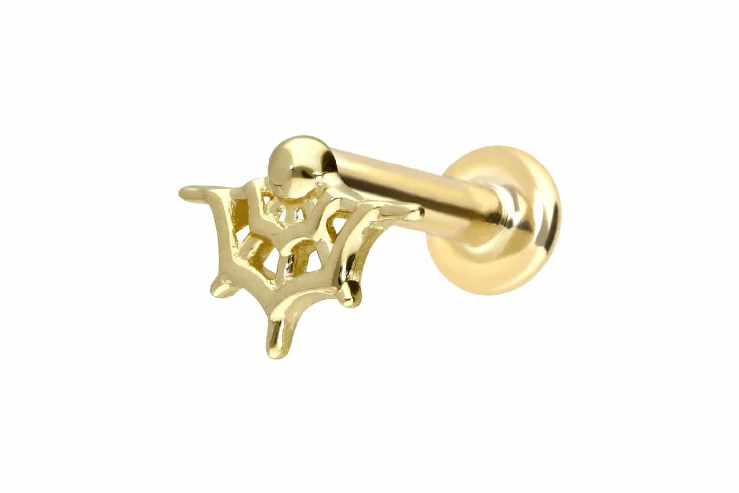 Piercing-Set 14 Karat Gold Labret mit Push Fit SPINNENNETZ
