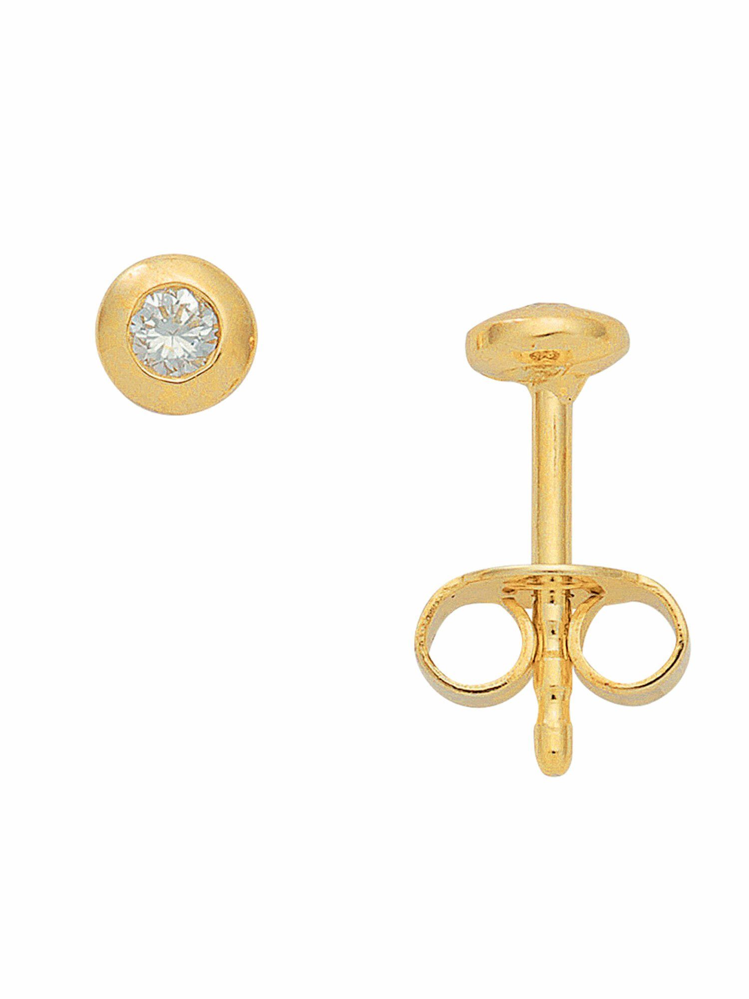 Adelia´s Paar Ohrhänger 585 Gold Ohrringe Ohrstecker mit Diamant Brillant Ø 4,1 mm, mit Diamant / Brillant Goldschmuck für Damen